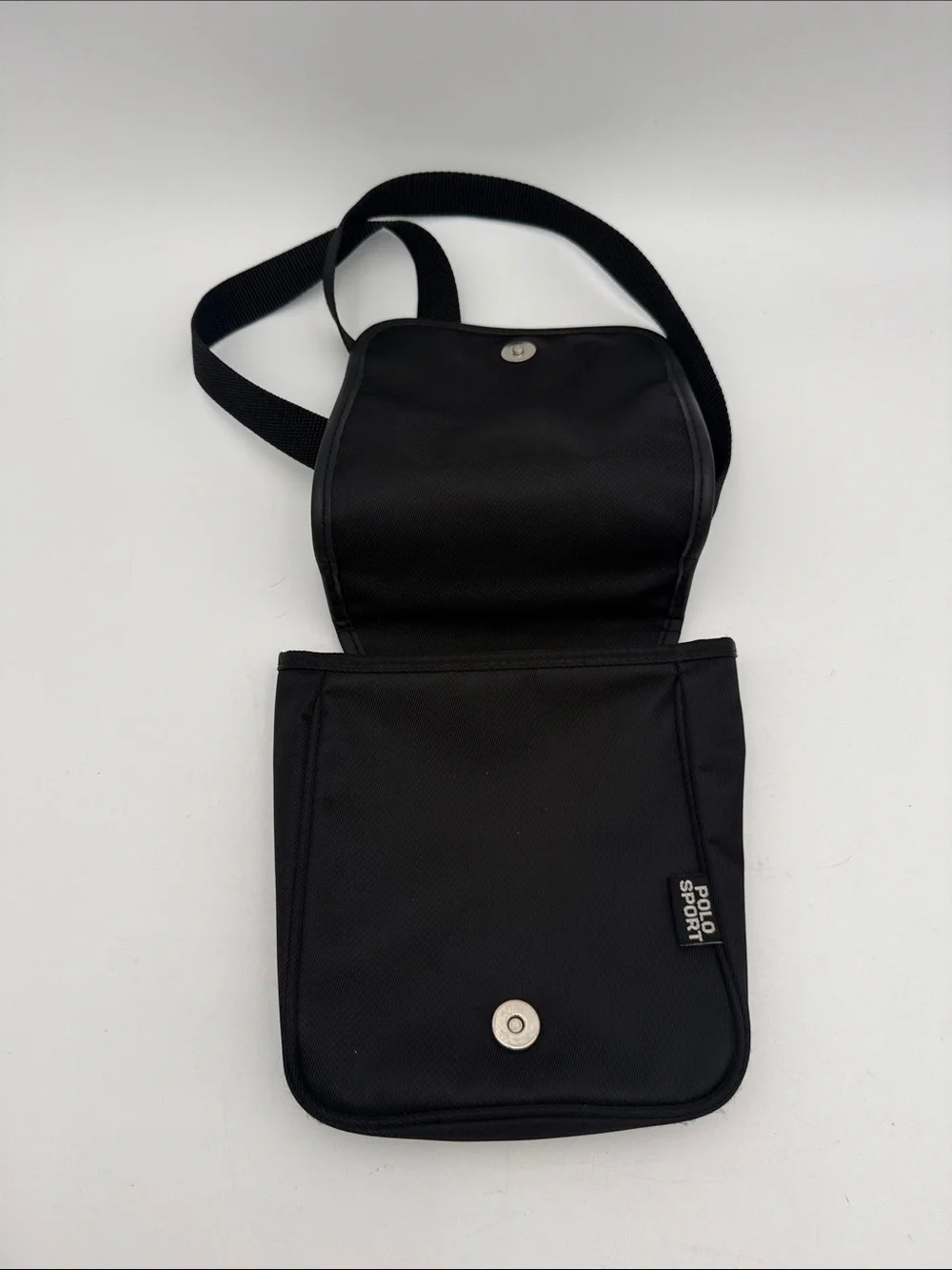 Vintage Polo by Ralph Lauren Black Polo Sport Crossbody Messenger Bag unisex Y2K